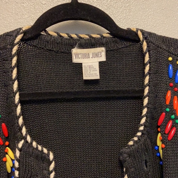 Victoria Jones  Woman Vintage Native American Inspired Beaded Cardigan 4188 - Picture 6 of 10